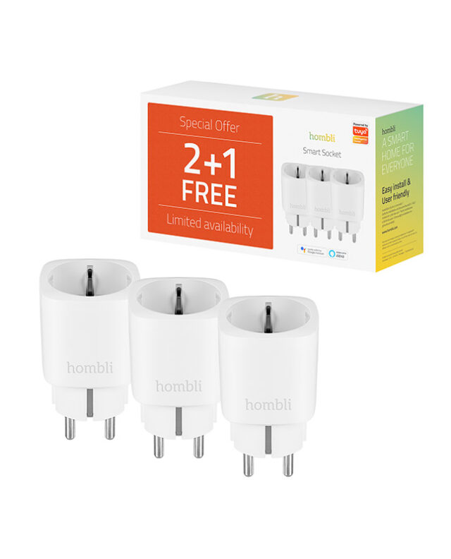 Tomada Inteligente Pack Promocional 2+1 – Branca – Hombli